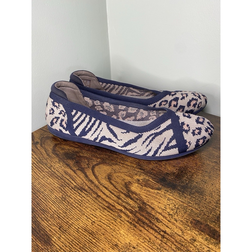 Clarks Cloudstepper Blue/Grey Animal Print Carly Wish Ballet Flats Size 8.5 M